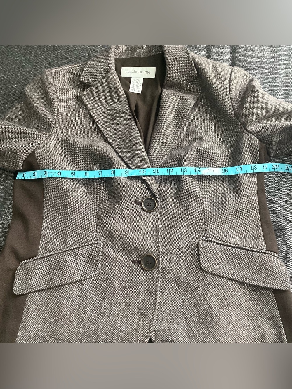 Liz Claiborne elbow patch metallic blazer SZ M - Picture 12 of 13